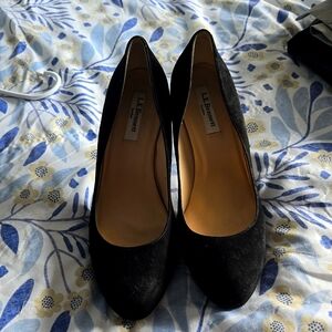 Lk Bennet black high heels suede